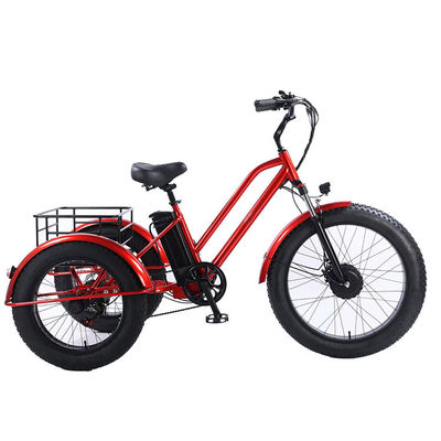 앞 24 후 20 스노우 타이어 전기 트라이사이클 SHIMANO 후 7 스피드 및 48V15A 배터리